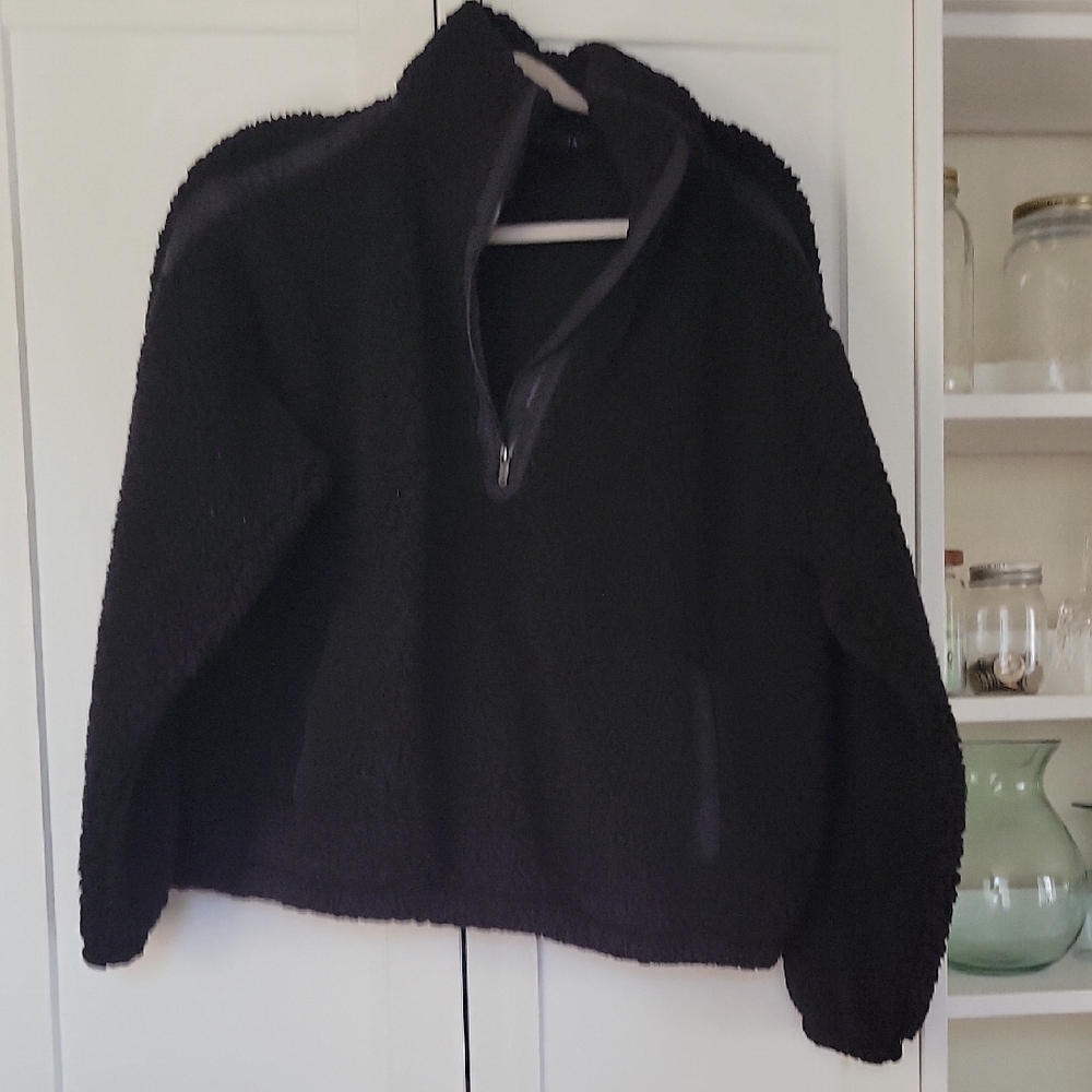 Athleta Black Cloud Fleece Quarter-Zip Pullover L